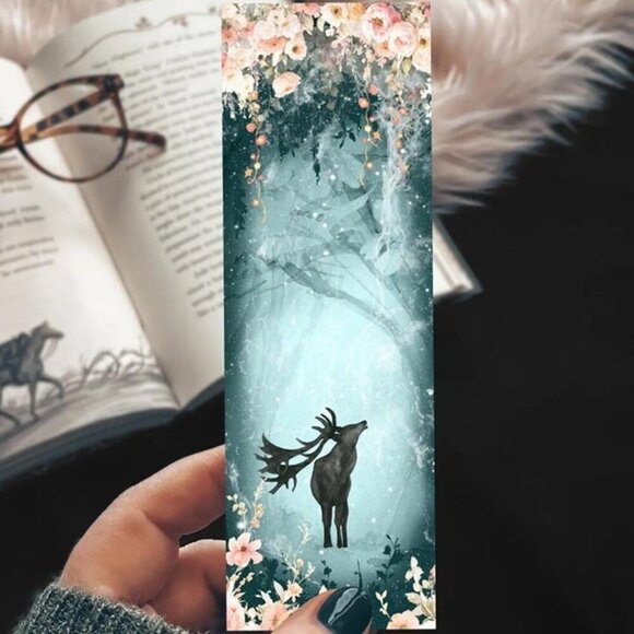 3 for $15 - Deer in the Enchanted Forest Cardstock Nature Bookmark - NEW - Picture 1 of 4